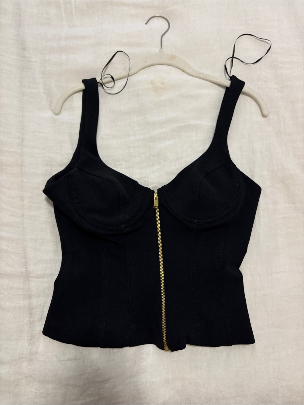 Zara Black Bustier Tank with Gold Zip